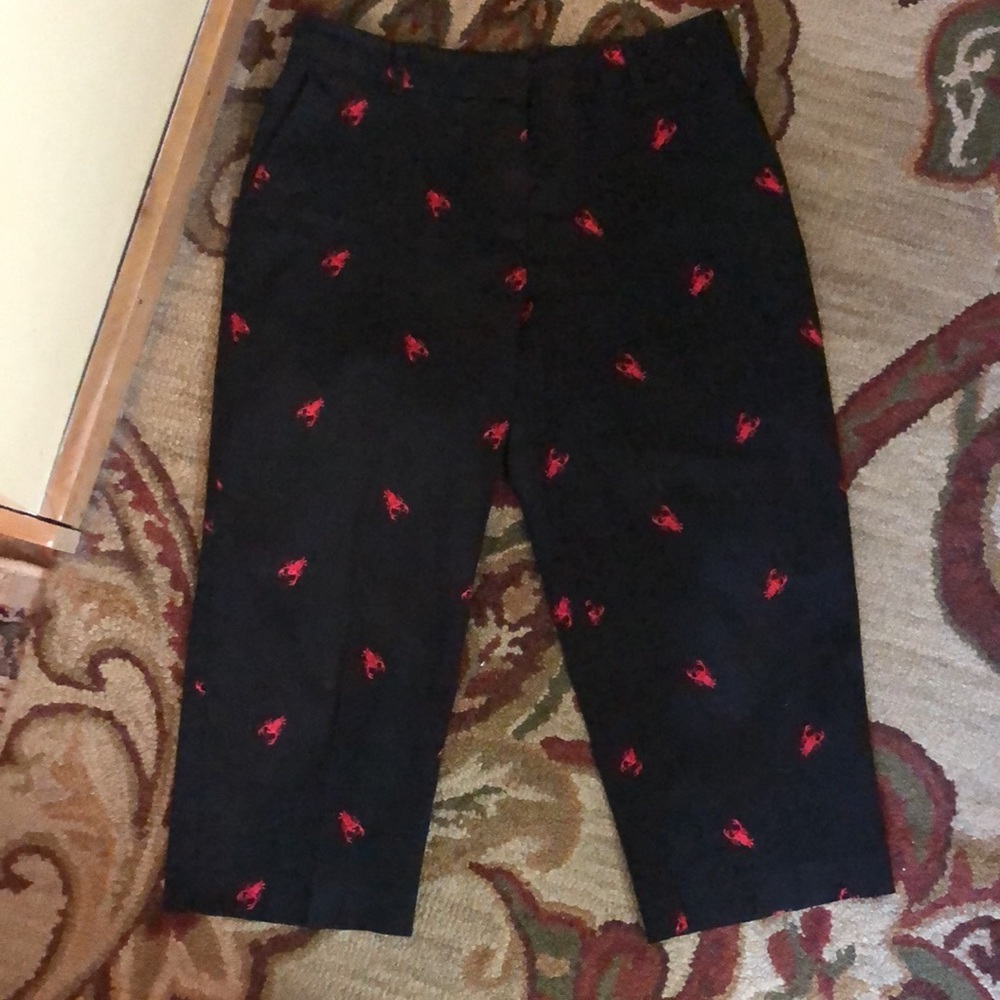 JM COLLECTION Size 12P Lobster Embroidery Cotton Stretch Beach Summer Boat MAINE